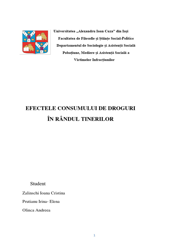 Efectele Consumului de Droguri În Rândul Tinerilor Zalinchi Prutianu ...