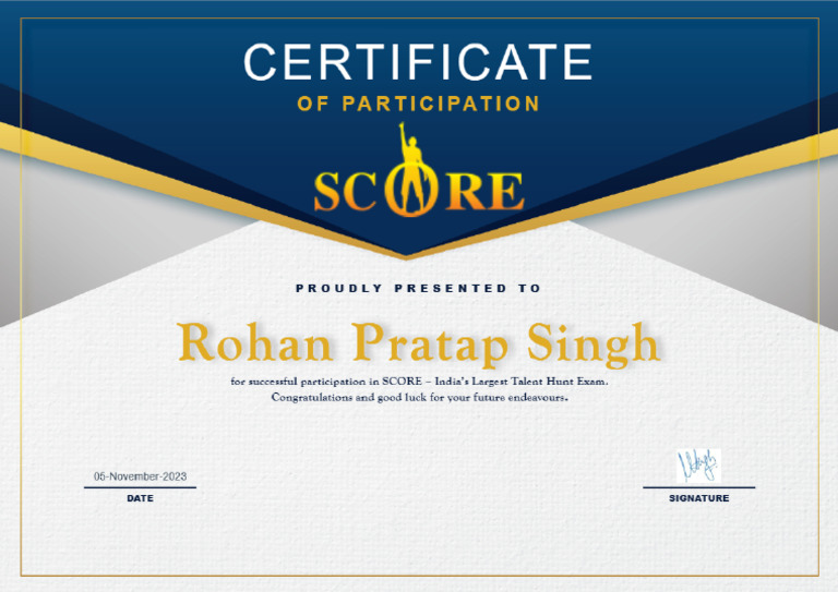 Score Certificate PDF