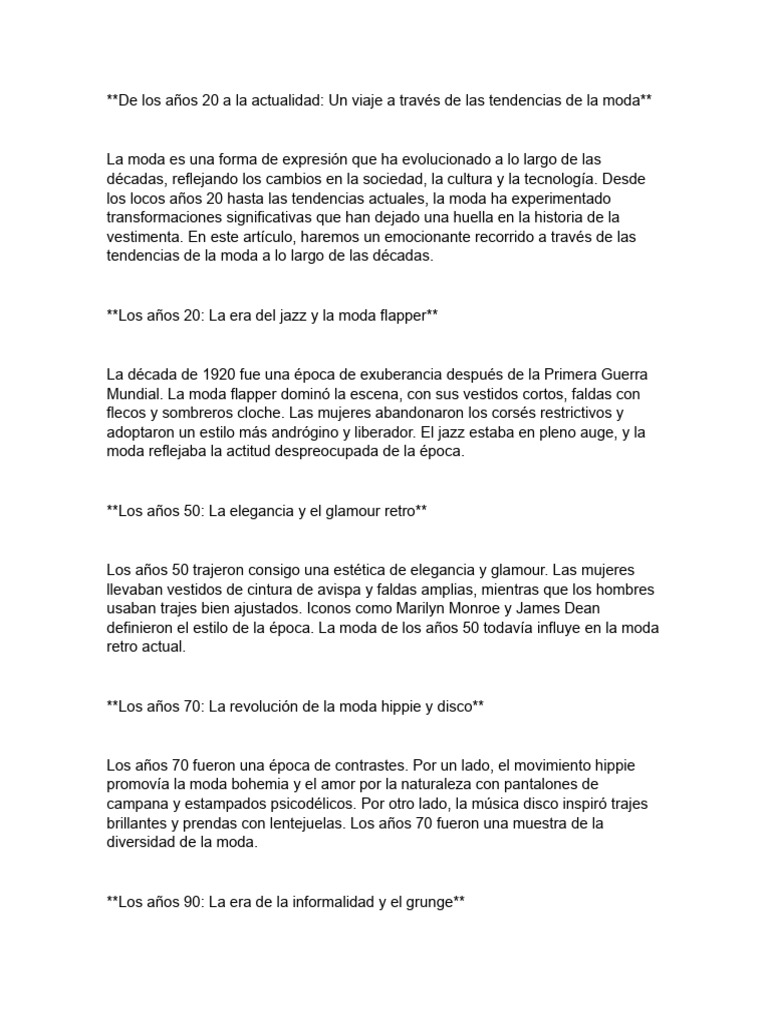Un Viaje A Través de Las Tendencias de La Moda | PDF | Moda | Estilo