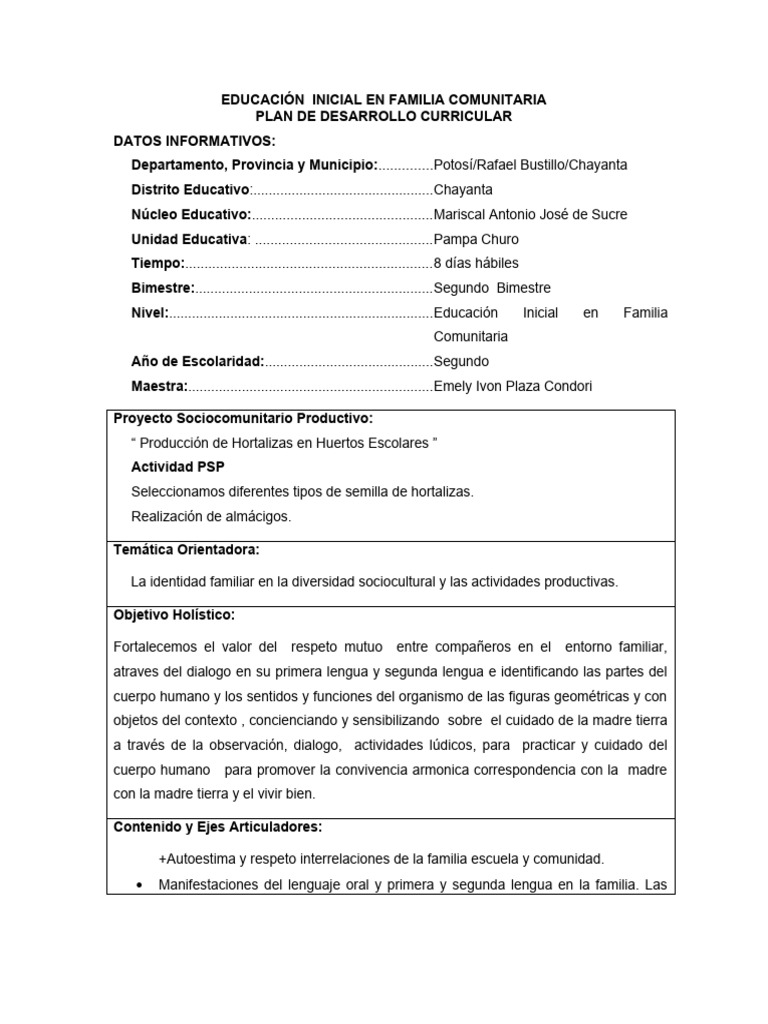 Educación Inicial y Huertos Escolares | PDF | Educación de la primera ...