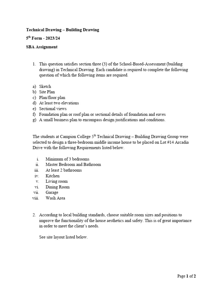 Technical Drawing SBA 5th Form PDF