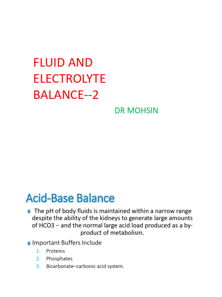 Fluid and Electrolyte by Dr. Mohsin | PDF | Saline (Medicine ...