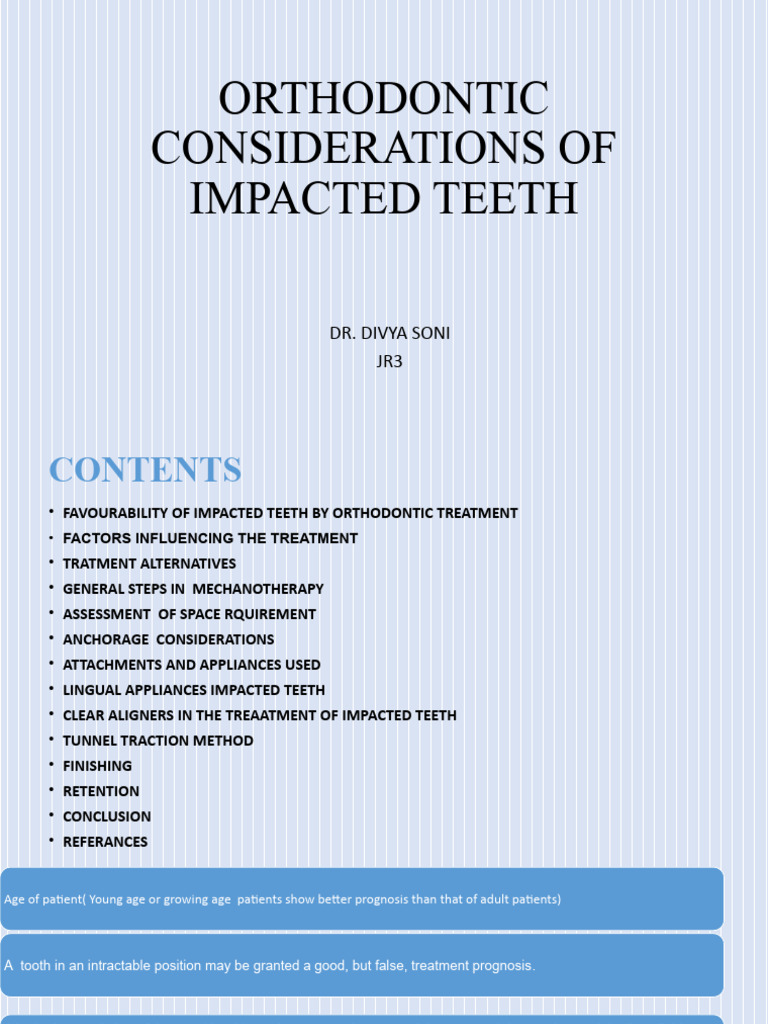 Orthodontic Management of Impacted Teeth | PDF | Orthodontics | Dental ...