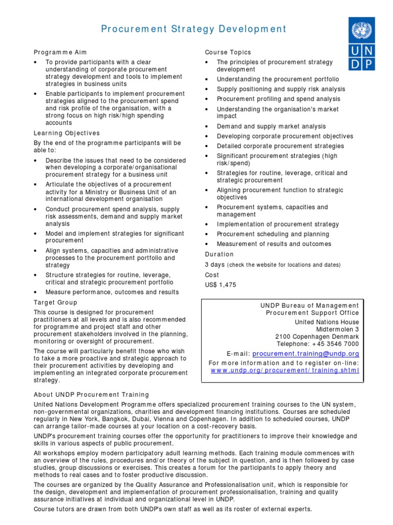 Procurement Strategy Development | PDF | Procurement | United Nations ...