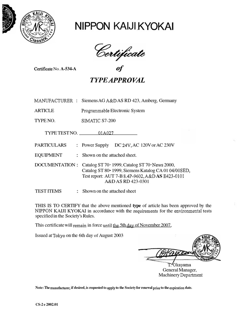 Nippon Kaiji .Kyokai Type Approv2L Download Free PDF Power Supply