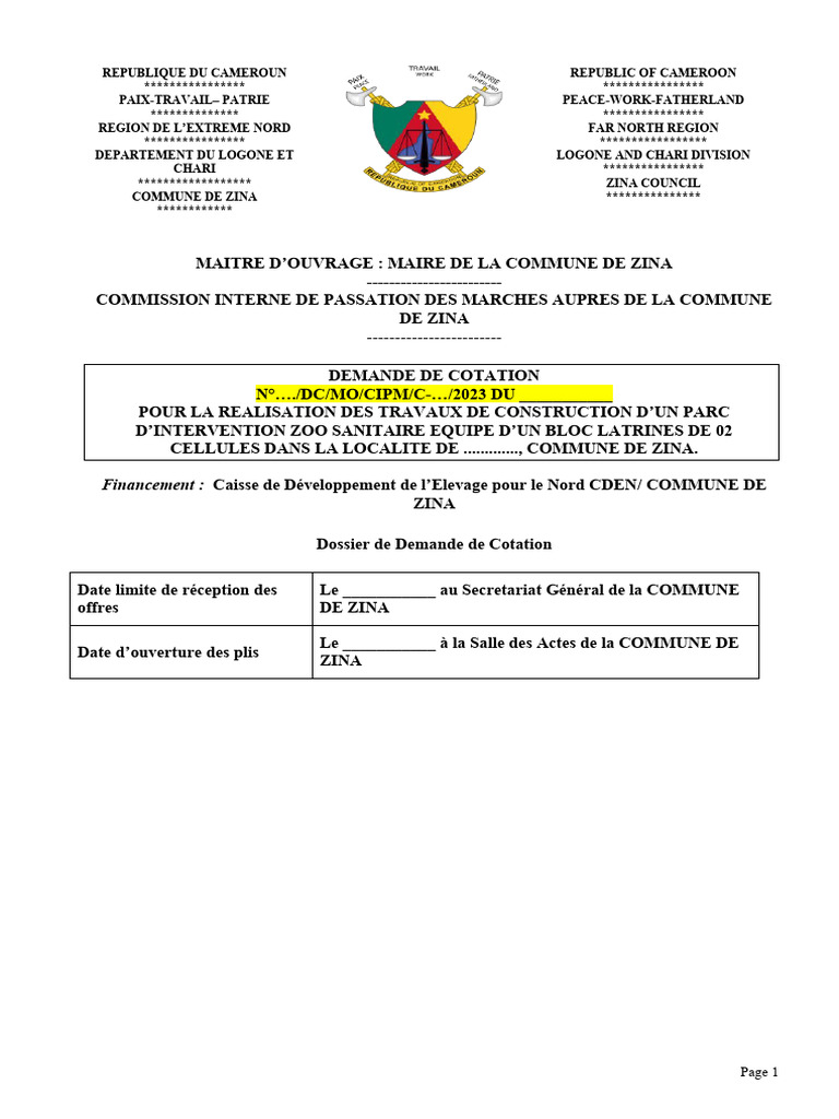 Demande de Cotation à Zina | PDF
