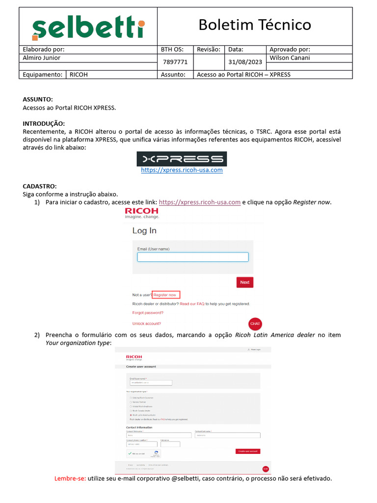 Acesso ao Portal RICOH XPRESS | PDF | Autenticação | Ciência da Computação