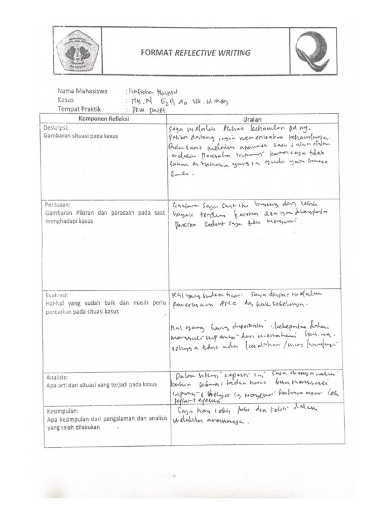 Format Reflective Writing Kehamilan | PDF