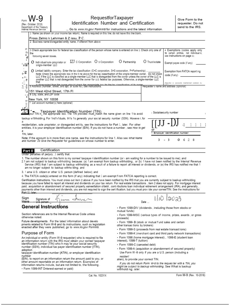 Tax IDW9 PDF Limited Liability Company Payments