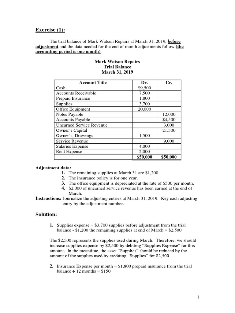 Chapter 3 adjusting the accounts practice exercises and solutions