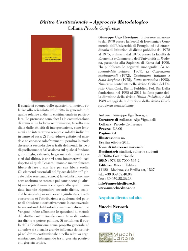 Diritto Costituzionale Approccio Metodologico Di Giuseppe Ugo 
