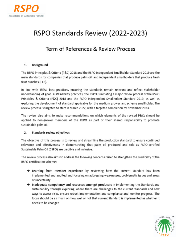ToR Standards Review Process (20222023) PDF Consensus Decision
