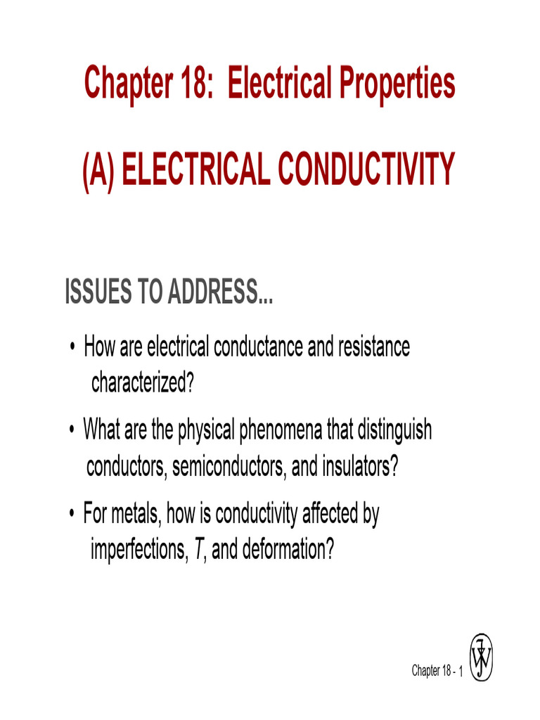 Chapter 18 Electrical Properties (A) Electrical Conductivity PDF
