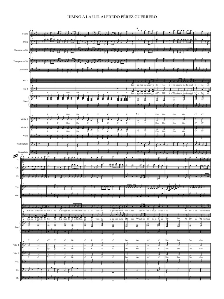 HIMNO A LA U E ALFREDO PÉREZ GUERRERO (2) - Partitura y Partes | PDF