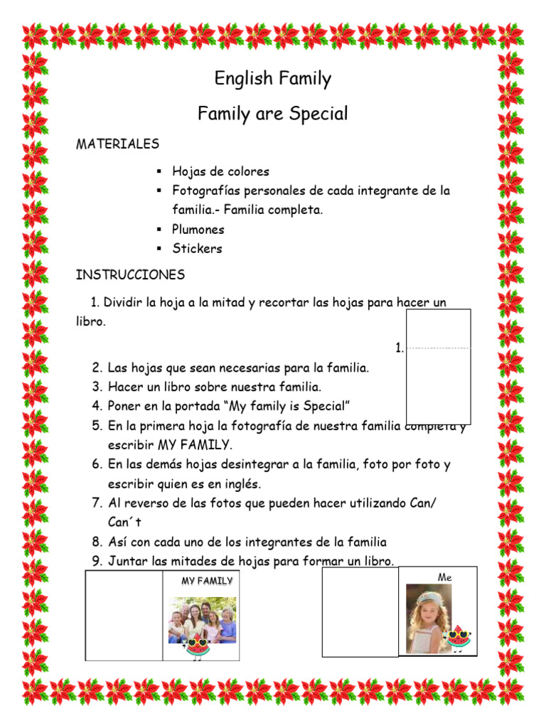Libro sobre mi familia en inglés | PDF