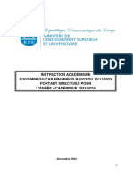 Instruction Académique N°025/MINESU/CAB - MIN/MNB/BLB/2023 DU 13/11/2023 Portant Directives Pour L'ANNÉE ACADÉMIQUE 2023-2024