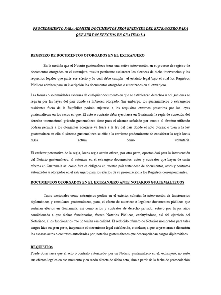 Procedimiento para Admitir Documentos Provenientes Del Extranjero para ...