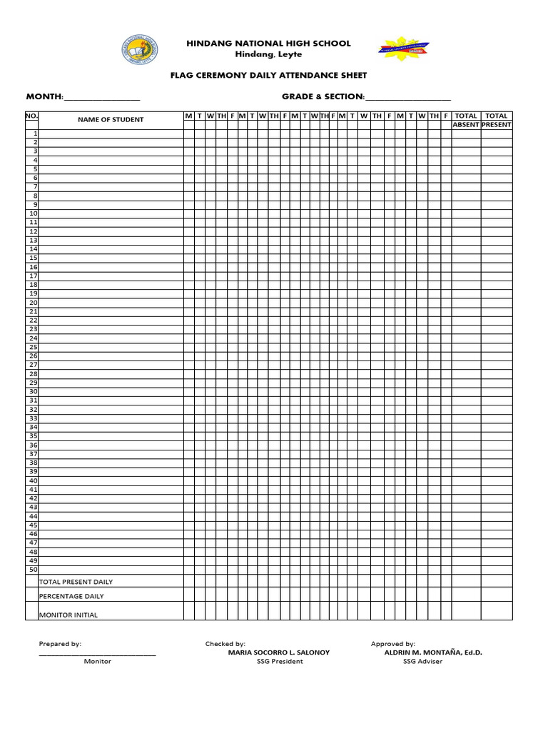 Flag Ceremony Attendance Sheet (2) PDF