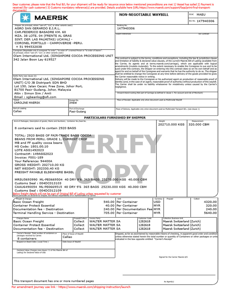 Para Gastos Locales Maersk | Download Free PDF | Cargo | Bill Of Lading