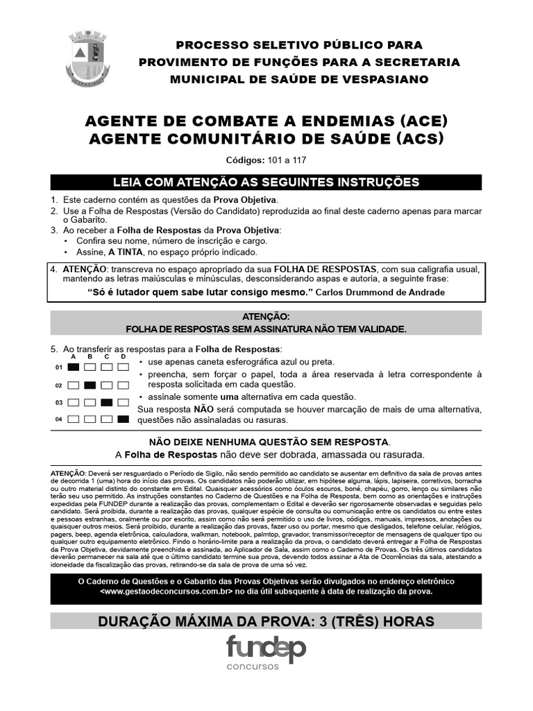 PROVA - Vespasiano - ACE e ACS | PDF | Microsoft Excel