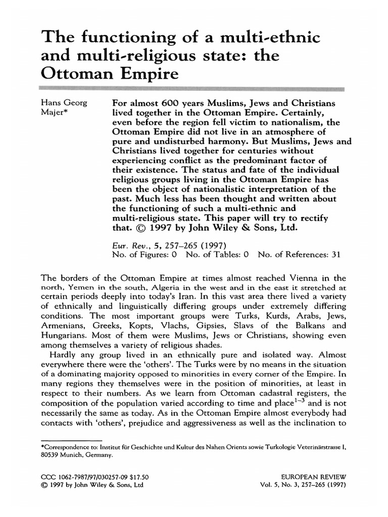 Majer, The Functioning of Multiethnic State Ottoaman Empire PDF