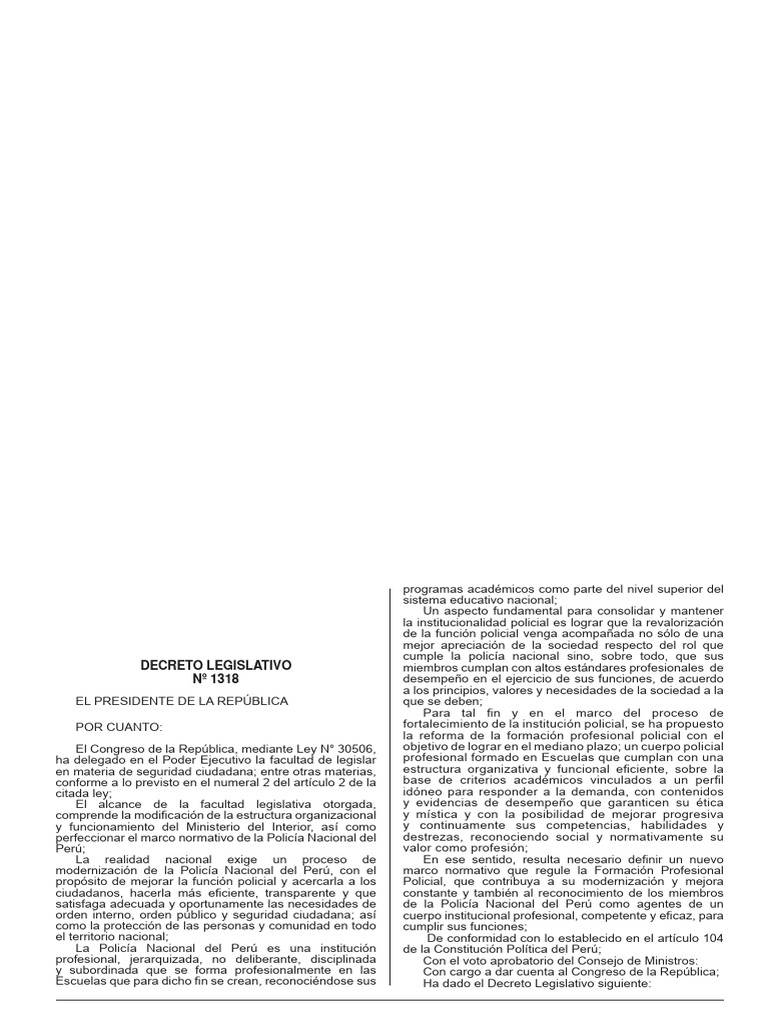 D.L. 1318 | PDF | Policía | Desarrollo profesional