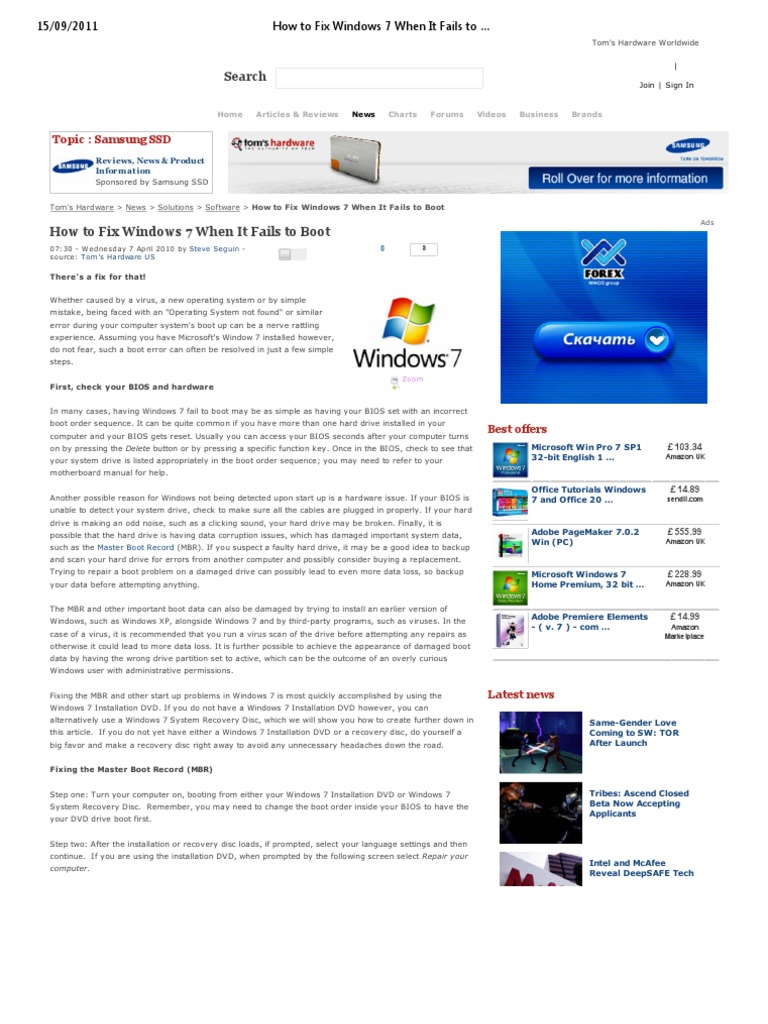 How To Fix Windows 7 When It Fails To Boot | PDF | Booting | Windows 7