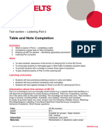 Listening Part 2 Table and Note Completion