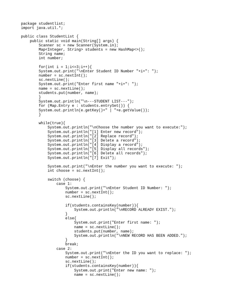 Student List | PDF | Software Development | Control Flow