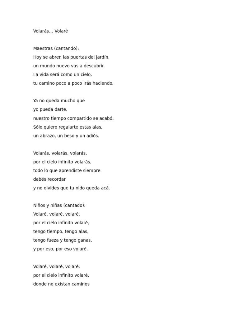 Volarás... Volaré: Letra y Mensaje | PDF