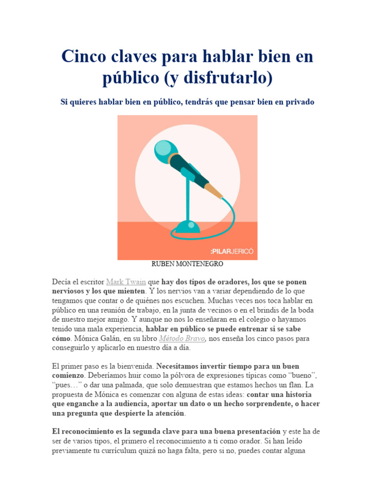 Cinco Claves Para Hablar Bien En Público Pdf