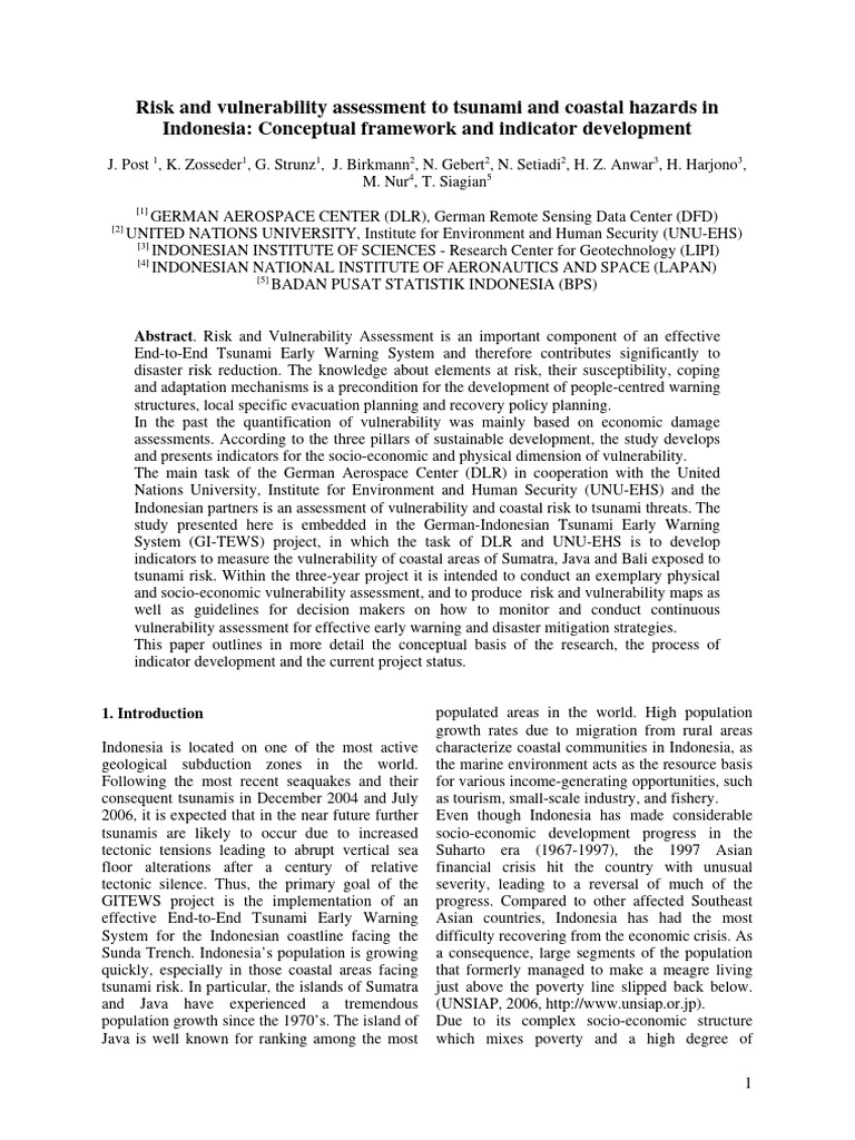 Risk And Vulnerability Assessment To Tsunami And Coastal Hazard In