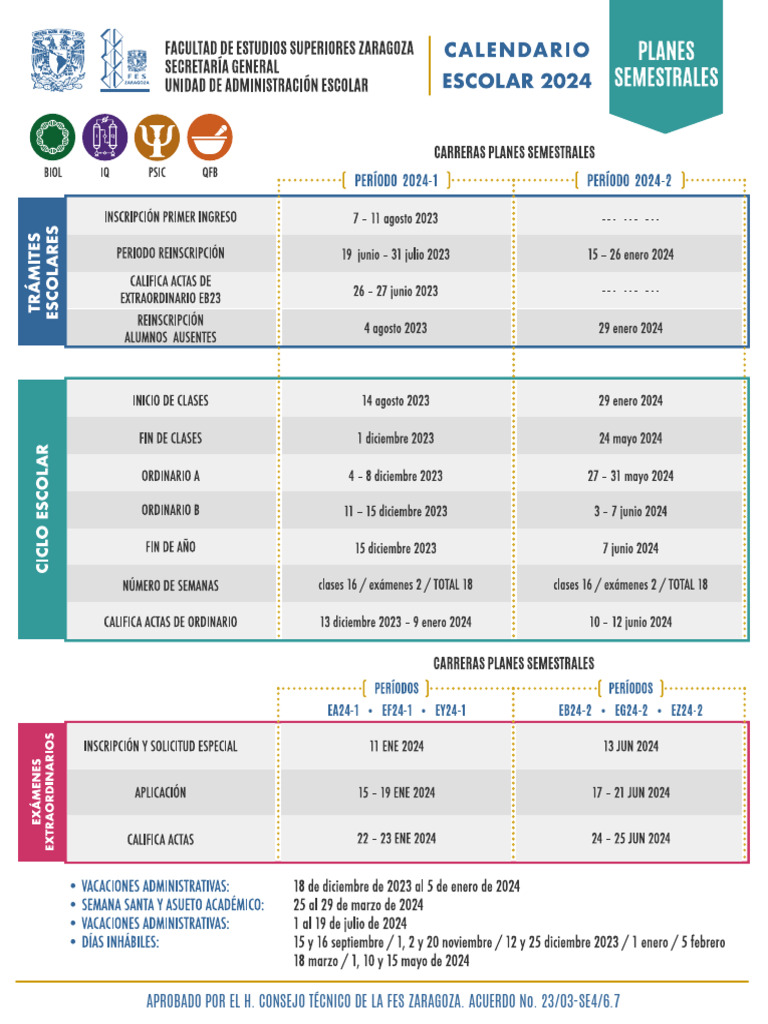 Calendario Semestral 2024 | PDF