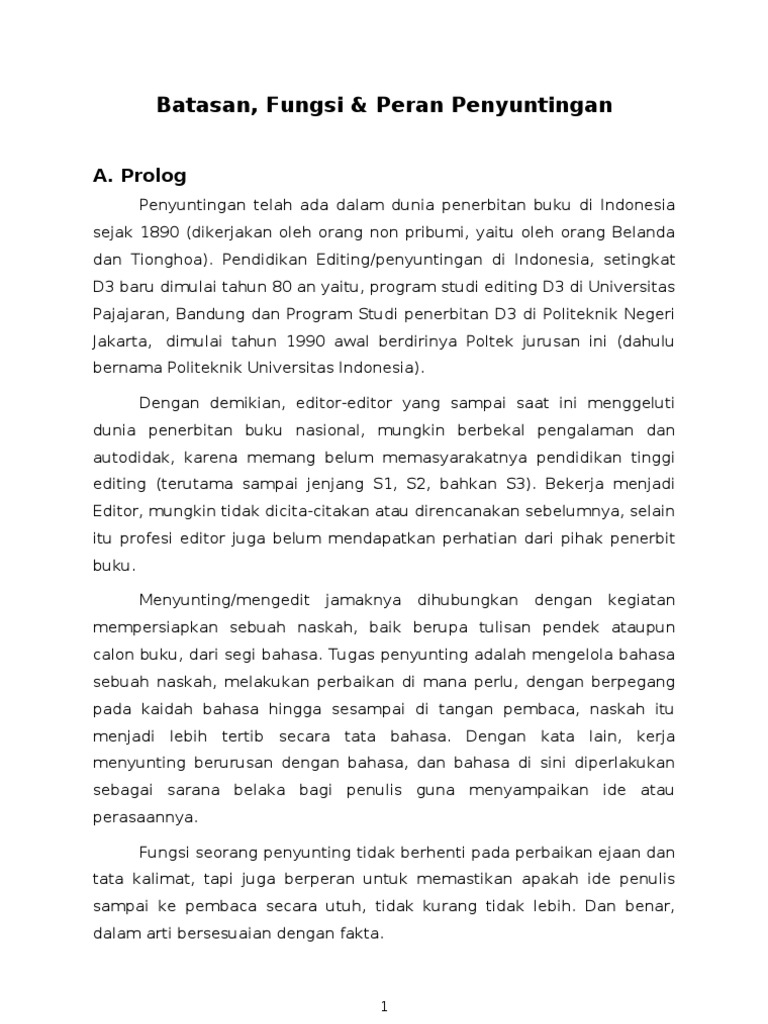 Batasan Fungsi Dan Peran Penyuntingan