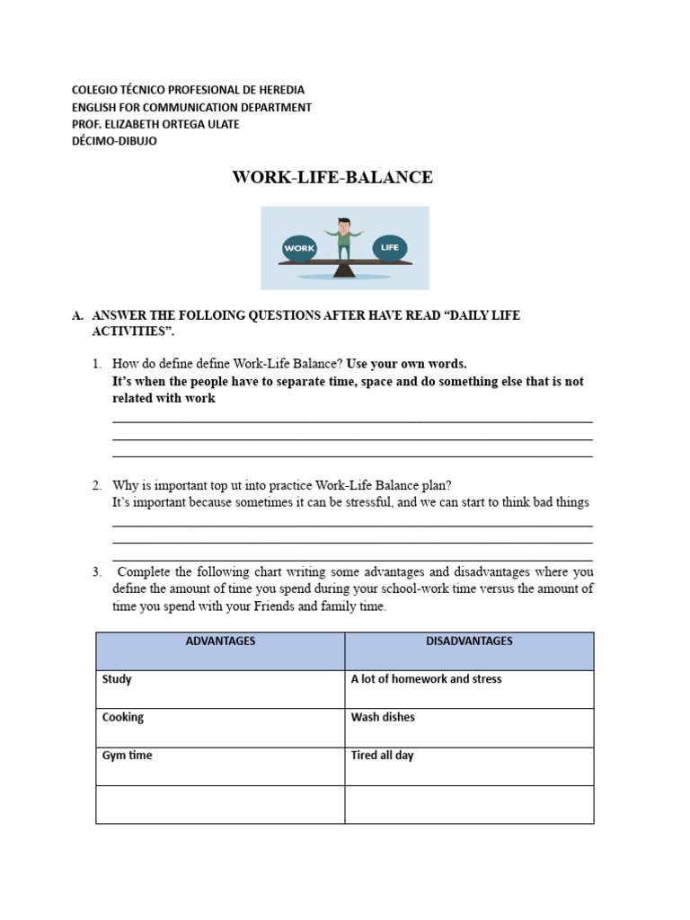 Work Life Balace Practice #2 | PDF