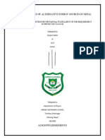 To Study The Uses of Alternative Energy Sources in Nepal
