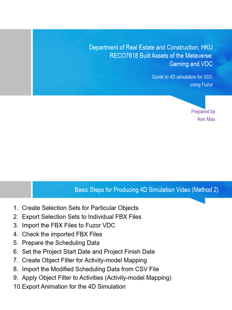Guide To 4D Simulation For VDC Using Fuzor | PDF | 3 D Computer ...