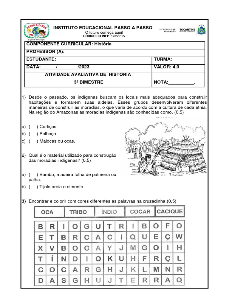 Atividades Avaliativa de História 3° Ano 3° Bi | PDF | Sustentabilidade ...