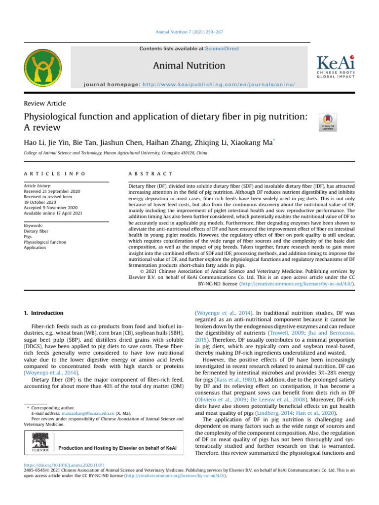 2021 Tema 4 Dietary Fiber in Pig Nutrition | PDF | Dietary Fiber | Diet ...