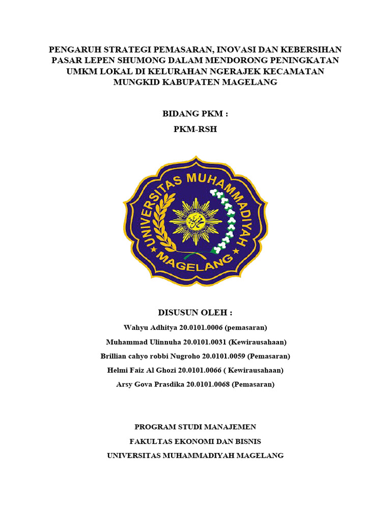 Strategi Pemasaran untuk UMKM Pasar Shumong | PDF