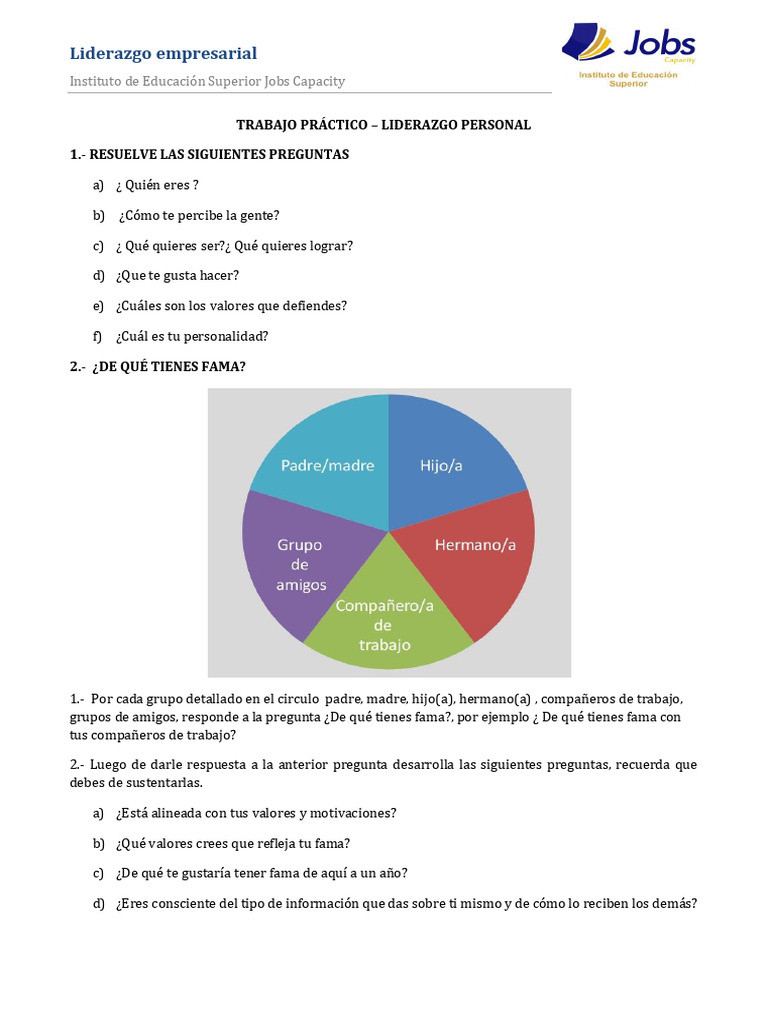 Ejercicio de Autoconocimiento en Liderazgo | PDF | Crecimiento personal ...