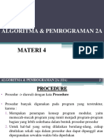 Algoritma & Pemrograman 2A (1IA) - Materi 4