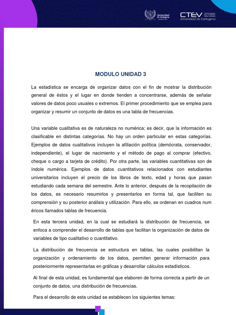 Modulo Unidad 3 | PDF | Estadísticas | Science