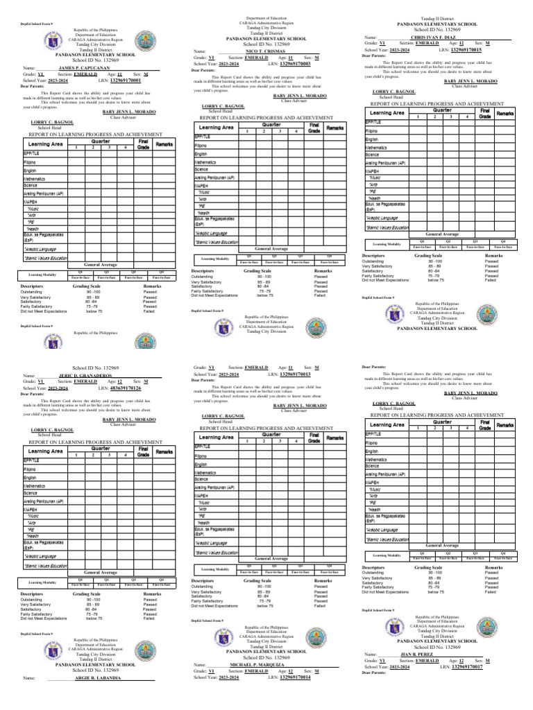 DepEd School Form 9 Report Card | PDF | Schools | Social Institutions