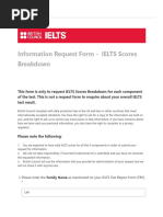 Information Request Form - IELTS Scores Breakdown