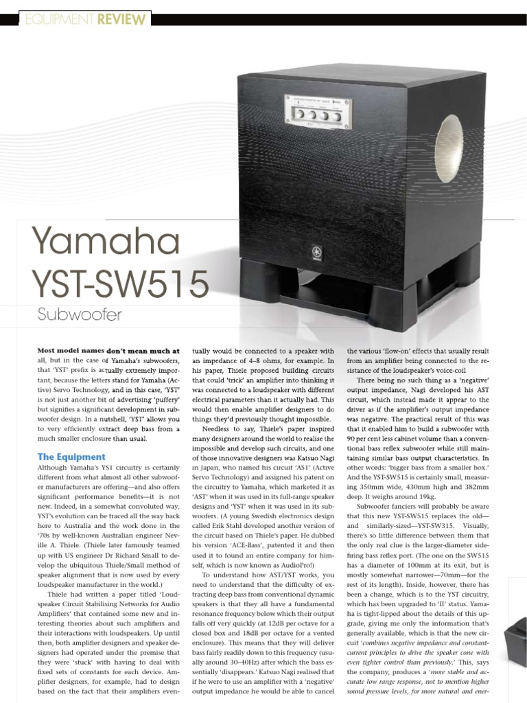 Yamaha YST SW515 Subwoofer Review LoRes PDF Loudspeaker Drum Kit