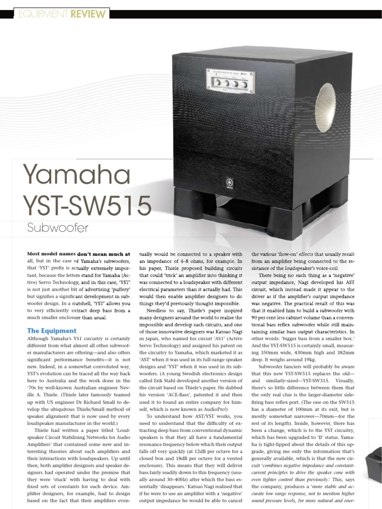 Yamaha YST SW515 Subwoofer Review Lo-Res | PDF | Loudspeaker