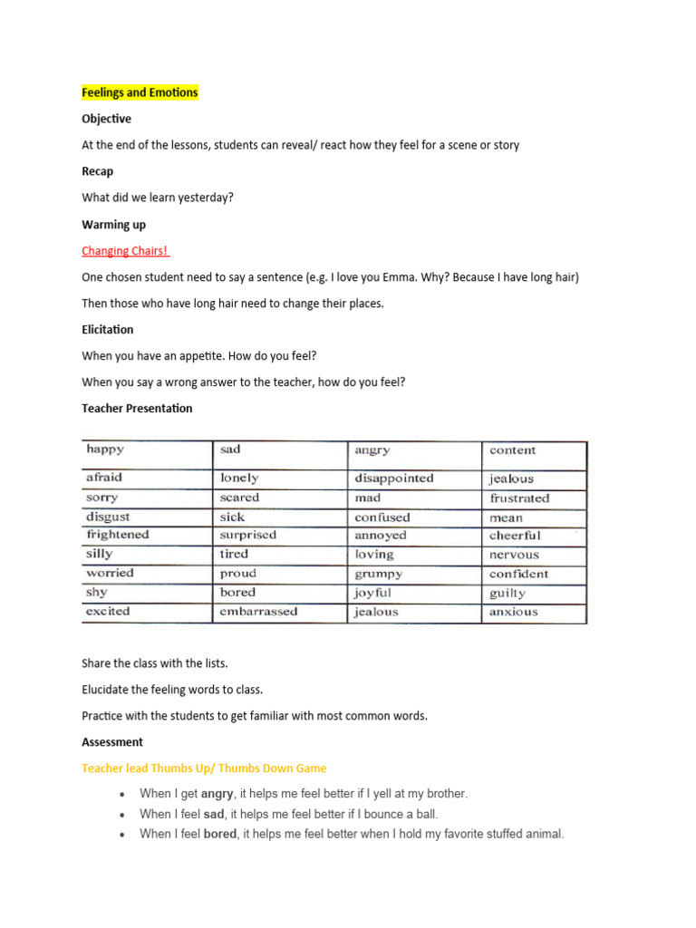 Feelings and Emotions | PDF