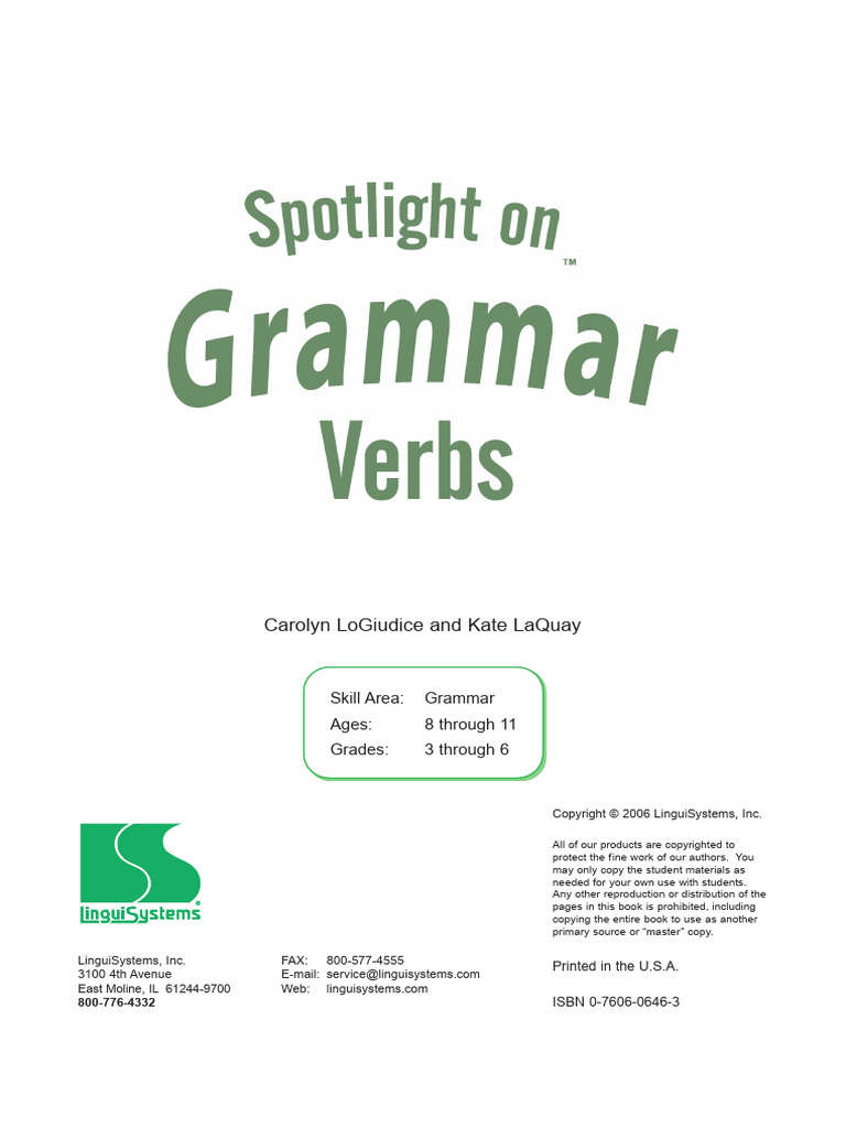 Spotlight Grammar Workbook Verbs | PDF | Linguistics | Grammar
