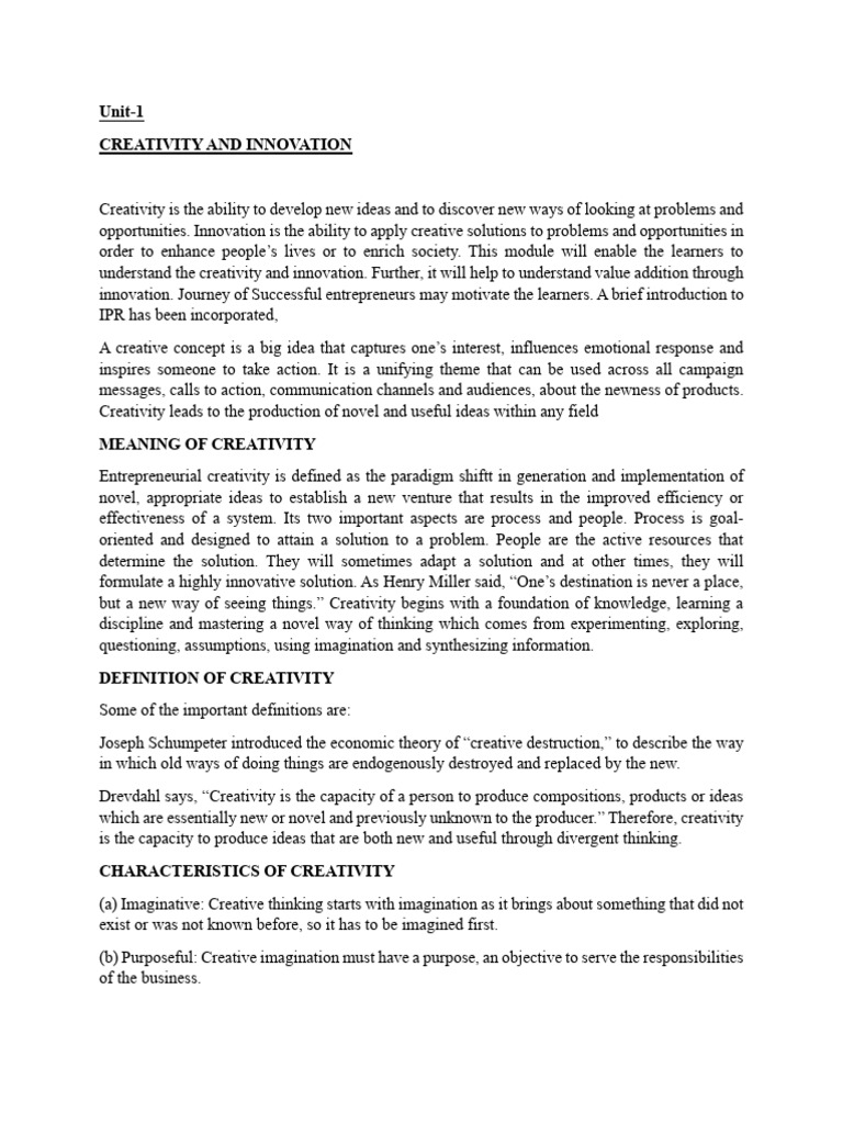 Creativity and Innovation in Entrepreneurship | PDF | Entrepreneurship ...